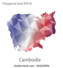 Cambodia map in geometric polygonal style.Abstract gems triangle,modern design background.Vector illustration EPS10