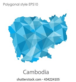 Cambodia map in geometric polygonal style.Abstract gems triangle,modern design background.Vector illustration EPS10