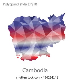 Cambodia map in geometric polygonal style.Abstract gems triangle,modern design background.Vector illustration EPS10