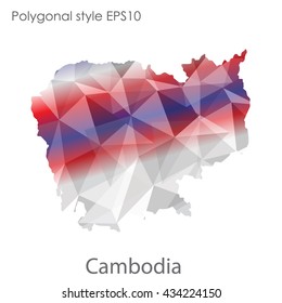 Cambodia map in geometric polygonal style.Abstract gems triangle,modern design background.Vector illustration EPS10