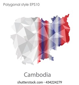 Cambodia map in geometric polygonal style.Abstract gems triangle,modern design background.Vector illustration EPS10