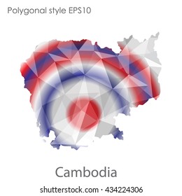 Cambodia map in geometric polygonal style.Abstract gems triangle,modern design background.Vector illustration EPS10