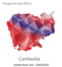 Cambodia map in geometric polygonal style.Abstract gems triangle,modern design background.Vector illustration EPS10