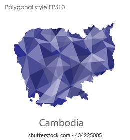 Cambodia map in geometric polygonal style.Abstract gems triangle,modern design background.Vector illustration EPS10