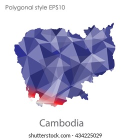 Cambodia map in geometric polygonal style.Abstract gems triangle,modern design background.Vector illustration EPS10