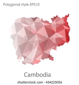 Cambodia map in geometric polygonal style.Abstract gems triangle,modern design background.Vector illustration EPS10