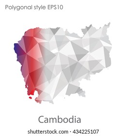 Cambodia map in geometric polygonal style.Abstract gems triangle,modern design background.Vector illustration EPS10