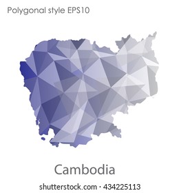 Cambodia map in geometric polygonal style.Abstract gems triangle,modern design background.Vector illustration EPS10