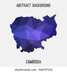 Cambodia map in geometric polygonal,mosaic style.Abstract tessellation,modern design background. Vector illustration EPS8