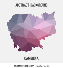 Cambodia map in geometric polygonal,mosaic style.Abstract tessellation,modern design background,low poly. Vector illustration.