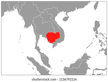 Cambodia map in gray base 