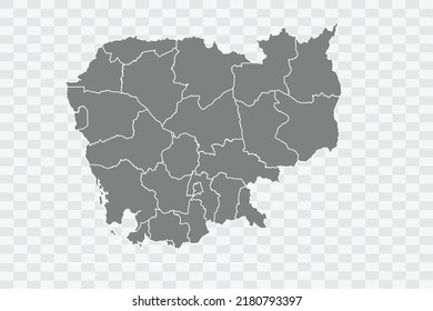 Cambodia Map grey Color on White Background quality files Png 
