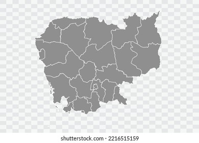 Cambodia Map grey Color on White Background  Png