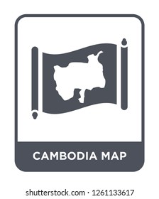 cambodia map icon vector on white background, cambodia map trendy filled icons from Countrymaps collection, cambodia map simple element illustration