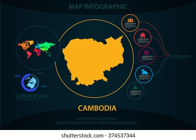 cambodia map infographic