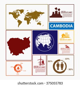 cambodia map infographic