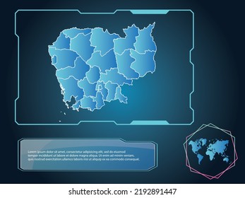 Cambodia Map infographic technology blue Color element collection background