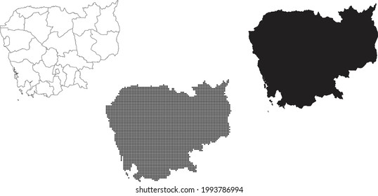 Cambodia map isolated on a white background.
