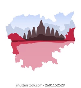 Cambodia map with landscape isolated on white background