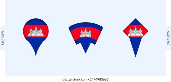 Cambodia Map Markers Set. Perfect for projects related to Cambodia, travel, geography, and international representation. Vector collection.