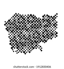 Cambodia map from pattern of black rhombuses of different sizes. Vector illustration.