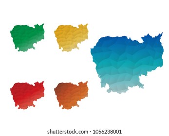 Cambodia Map - Set of geometric rumpled triangular low poly style gradient graphic background , Map world polygonal design for your . Vector illustration eps 10.