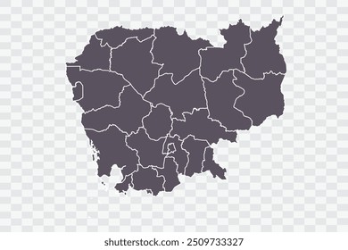 Cambodia Map Smoke Color on White Background quality files Png
