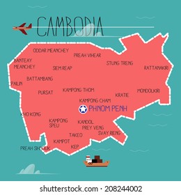 Cambodia Map - Vector 