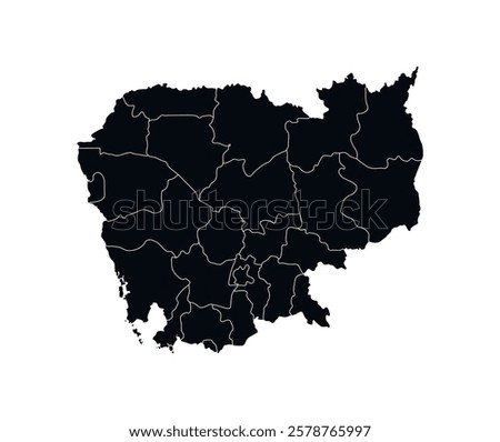 
Cambodia Map vector icon. Map of Cambodia Black Silhouette.