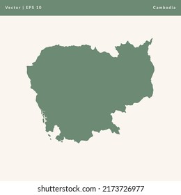 Cambodia Map Vector Style Greyish Green, Flat Maps Vector Illustration - EPS10
