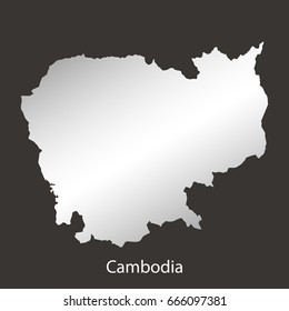 Cambodia map,border with chrome,metal shine gradient. Vector illustration