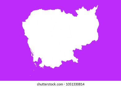 Cambodia map-White map on purple background. Each city and border has separately. Vector illustration eps 10.