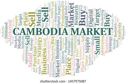 Cambodia Market word cloud. Vector made with text only