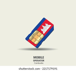 Cambodia. Mobile operator SIM card with flag. Vector illustration