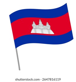 Bandeira nacional do Camboja salta com mastro