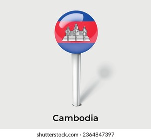 Cambodia national flag map marker pin icon illustration