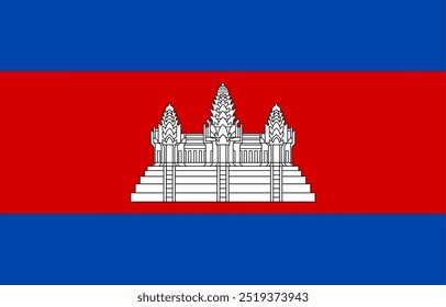 Bandera nacional de Camboya - Ilustración vectorial oficial de la bandera nacional de Camboya. Ideal para proyectos que celebran la cultura, el patrimonio y el orgullo nacional de Camboya