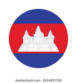 Cambodia national flag vector icon design. Cambodia circle flag. Round of Cambodia flag. 
