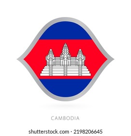 Cambodia national team flag in style for international basketball competitions. Vector sign.