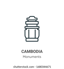 Cambodia outline vector icon. Thin line black cambodia icon, flat vector simple element illustration from editable monuments concept isolated stroke on white background