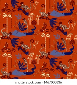 Cambodia pattern flat color design