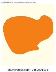 Cambodia plain country map. Low Details. Solid style. Shape of Cambodia. Vector illustration.