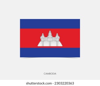 Icono de la bandera Rectangle de Camboya con sombra.