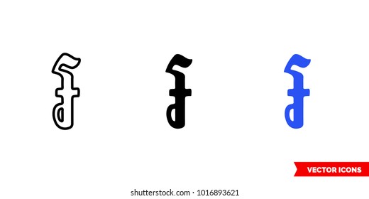 Cambodia riel icon of 3 types: color, black and white, outline. Isolated vector sign symbol.