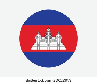 Cambodia Round Country Flag. Circular Cambodian Khmer National Flag. Kingdom of Cambodia Circle Shape Button Banner. EPS Vector Illustration. svg
