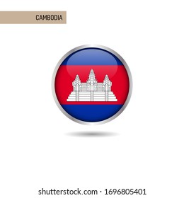 Plantilla de diseño de vectores de bandera redonda de Camboya