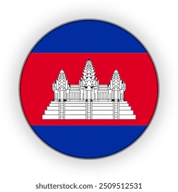 Cambodia Round flag vector icon isolated, Cambodia flag button