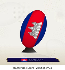 Cambodia Rugby Ball on Rugby Kicking Tees with Modern Design. Illustration perfect for sports, national pride, and rugby-related projects.