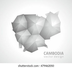 Cambodia  silver and grey mosaic perspective vector map