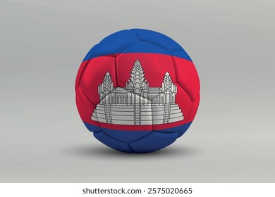 Cambodia soccer ball featuring the national flag design on a gray background